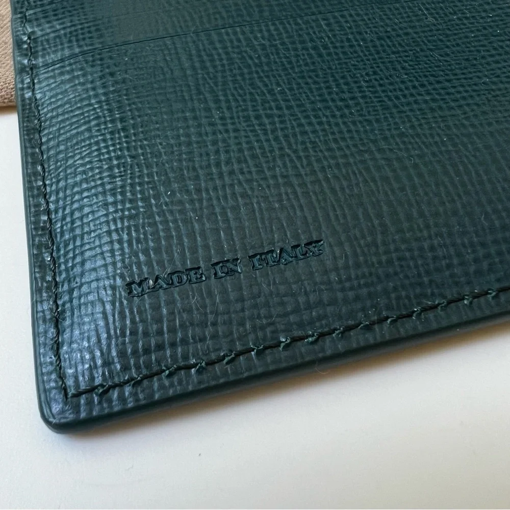 BURBERRY London Leather Card Case Wallet in Dark Teal, NEW